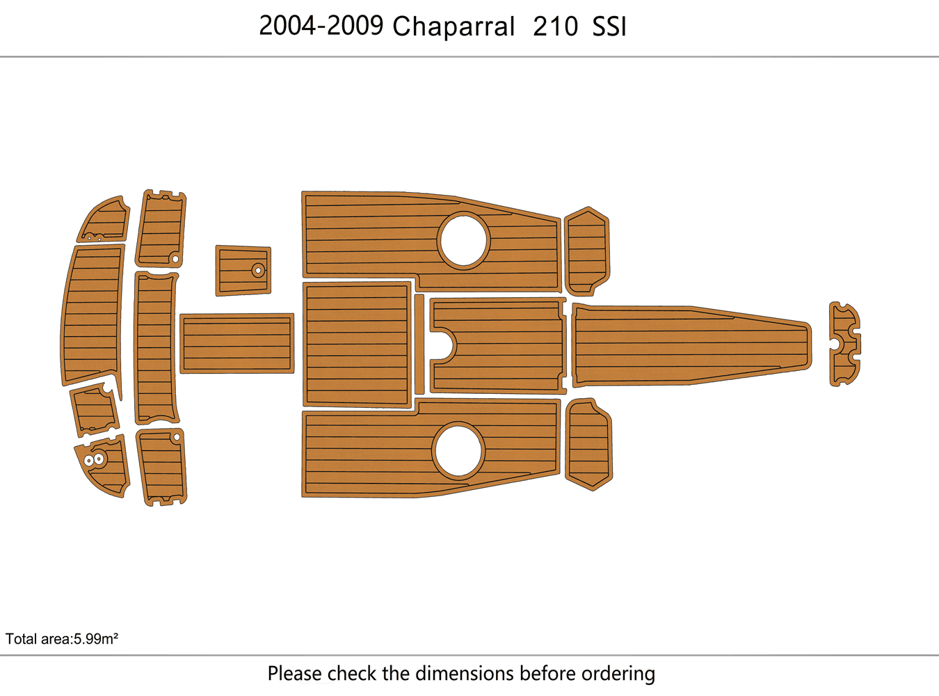 Supplier plan showing the brown EVA flooring pieces for a Chaparral 210 SSi